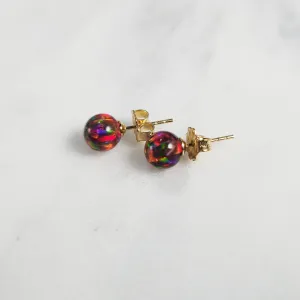 Dainty Red Fire Opal Studs