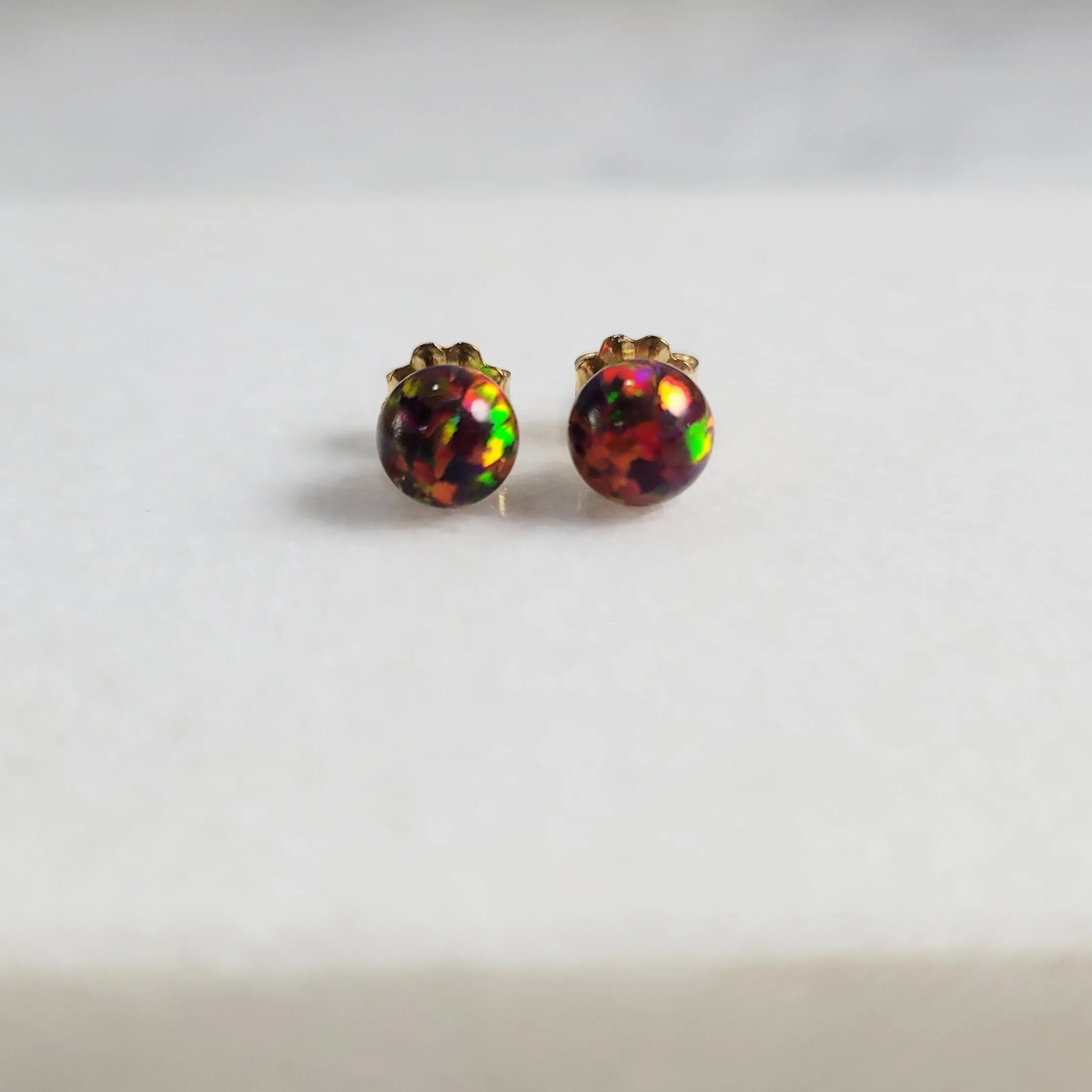 Dainty Red Fire Opal Studs