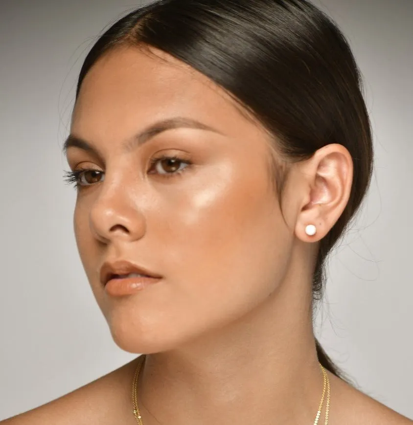 Dainty White Opal Studs