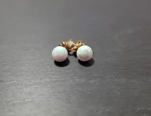 Dainty White Opal Studs