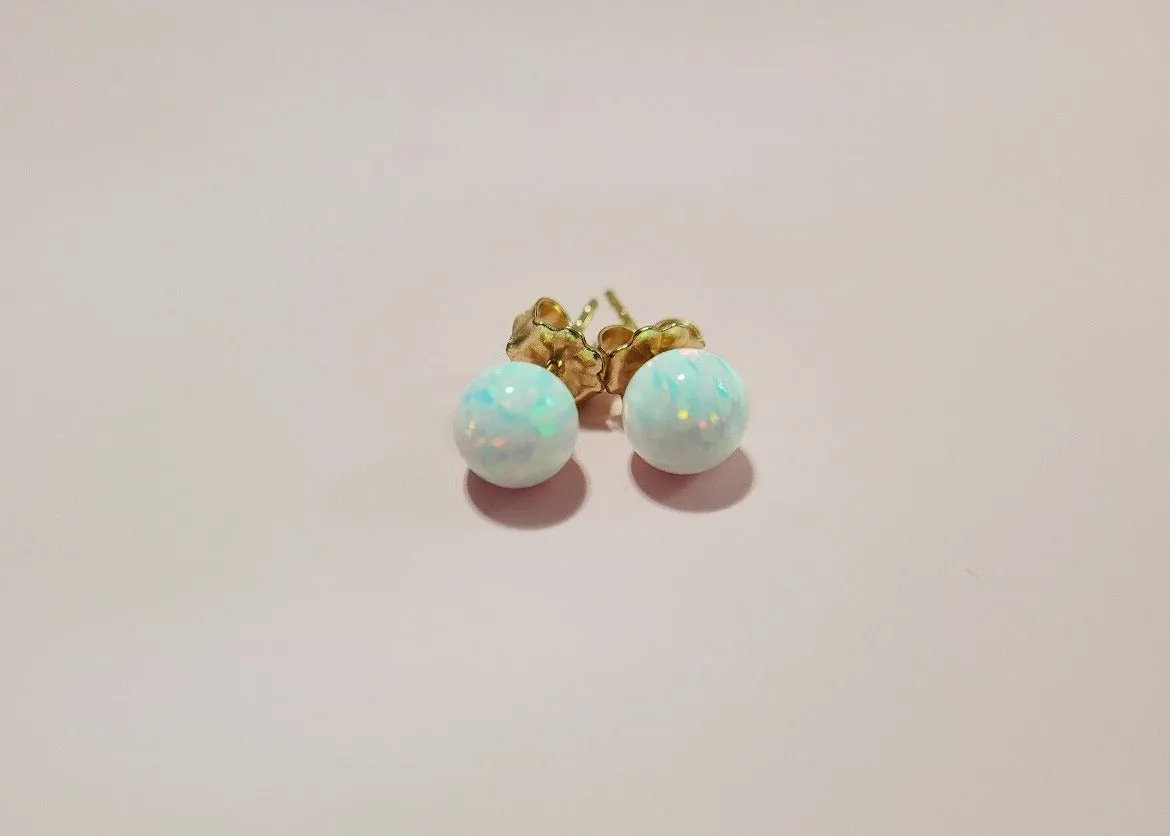 Dainty White Opal Studs