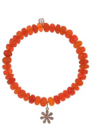 Daisy Charm Orange Opal Bead Bracelet