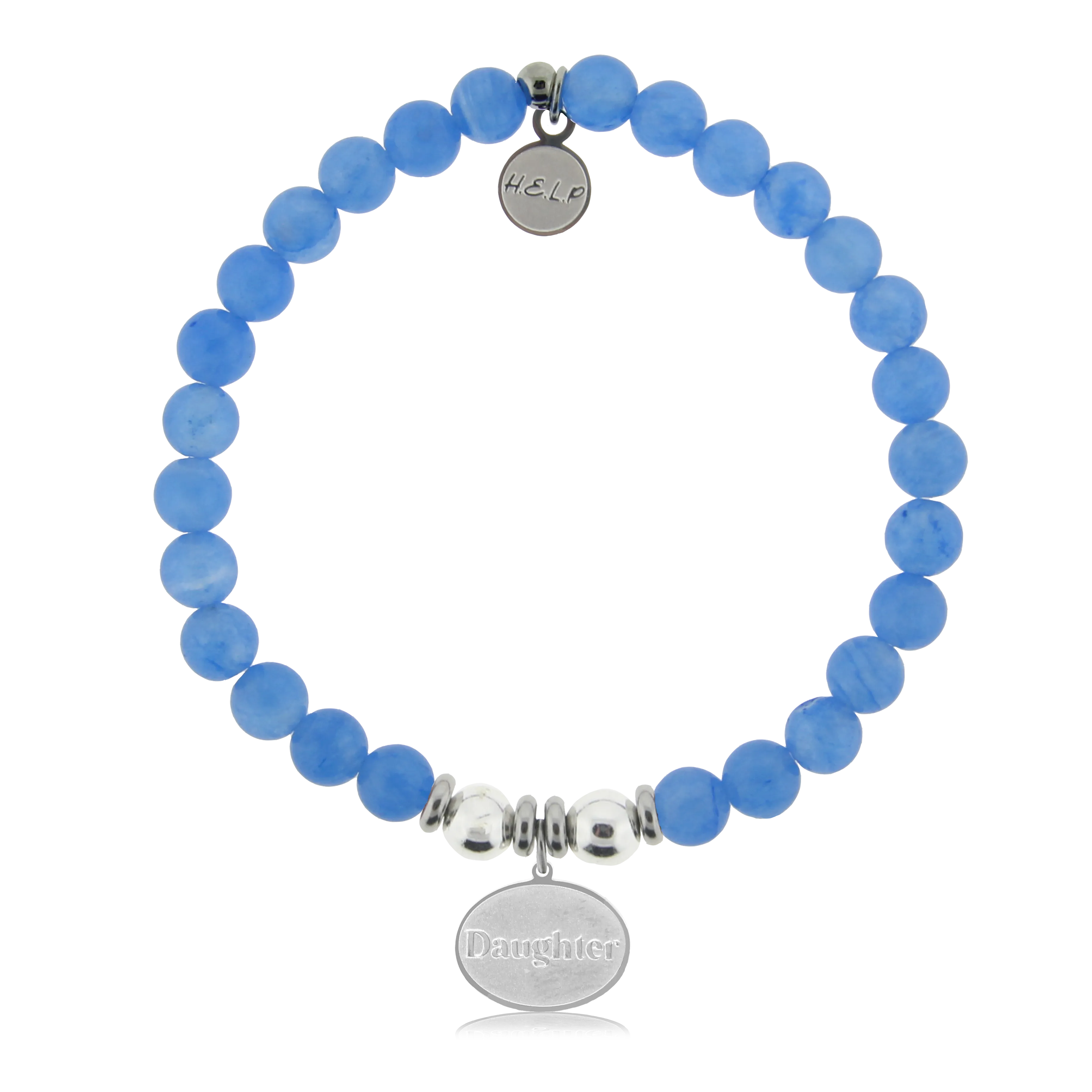 Daughter Charm with Azure Blue Jade Charity Bracelet