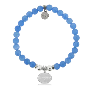 Daughter Charm with Azure Blue Jade Charity Bracelet