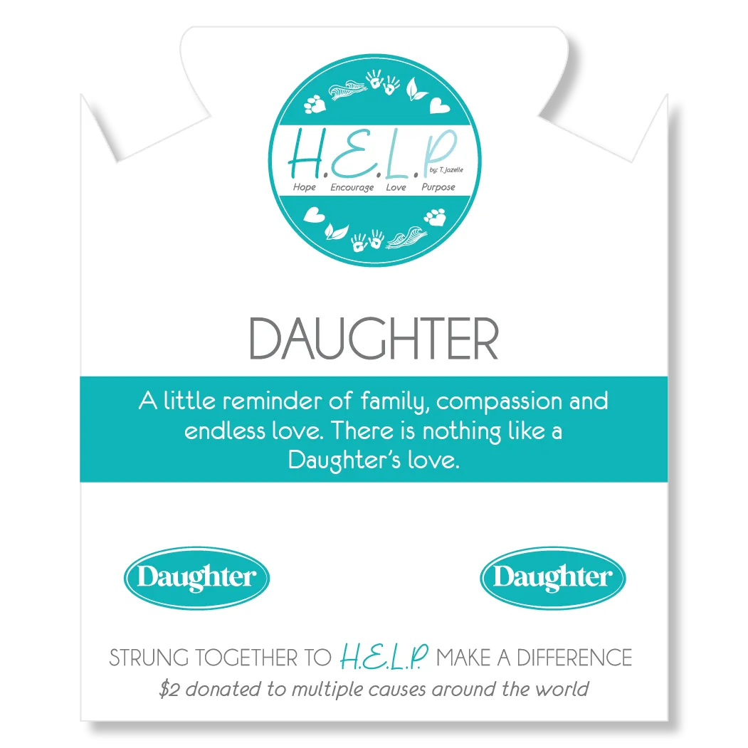Daughter Charm with Azure Blue Jade Charity Bracelet