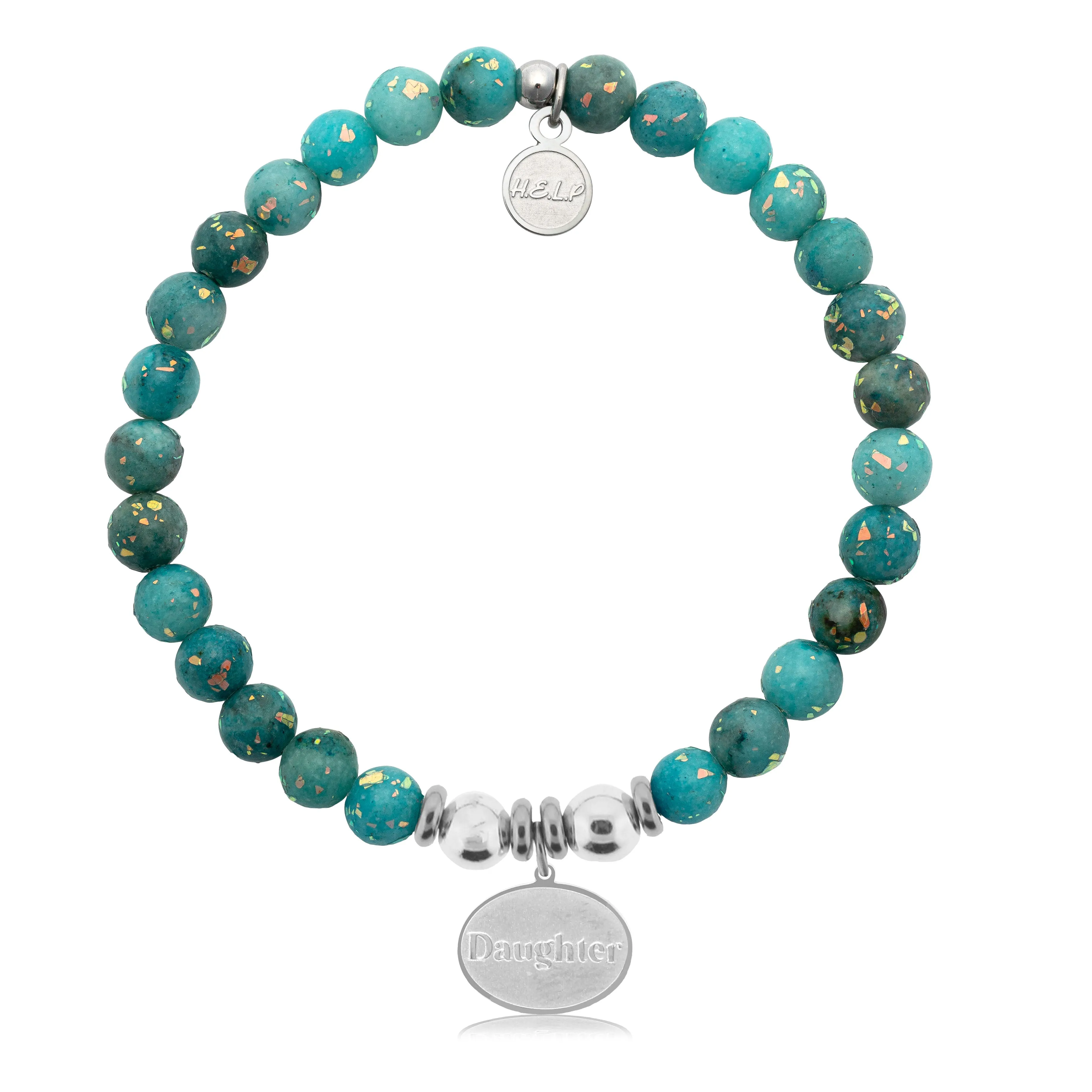 Daughter Charm with Blue Opal Jade Charity Bracelet