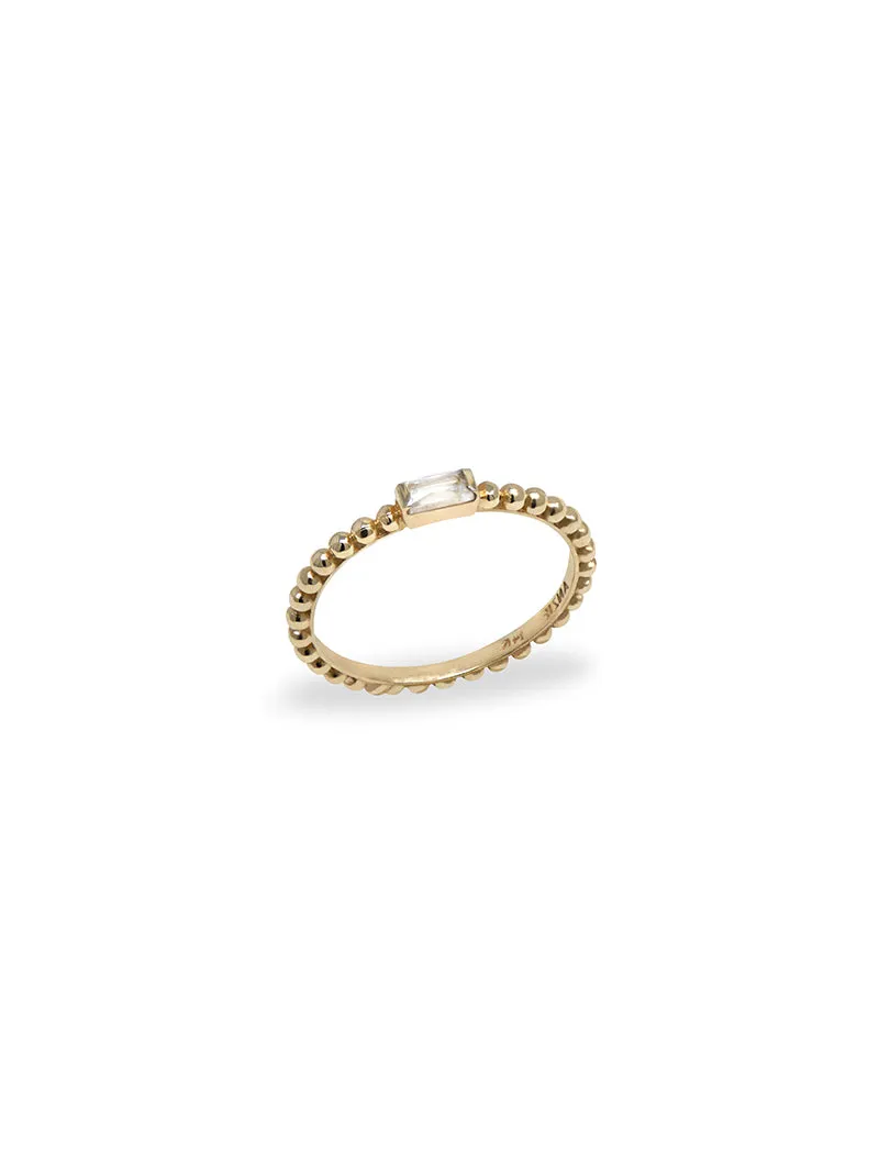 Dew Drop Baguette Stackable Ring