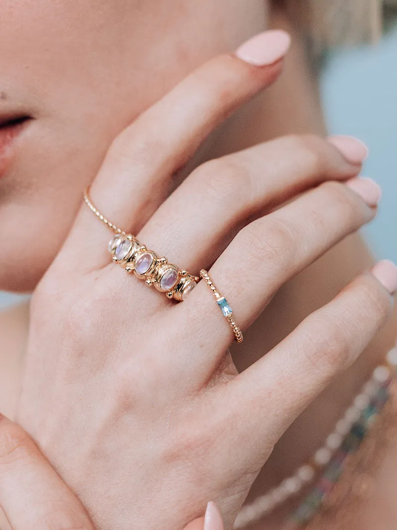 Dew Drop Baguette Stackable Ring