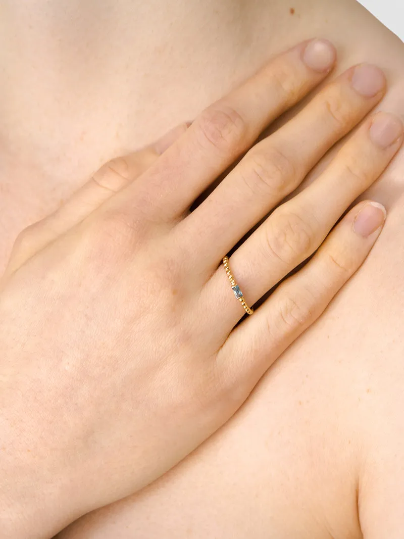 Dew Drop Baguette Stackable Ring