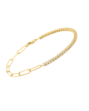 Diamond and Chain Bracelet - 14K Yellow Gold