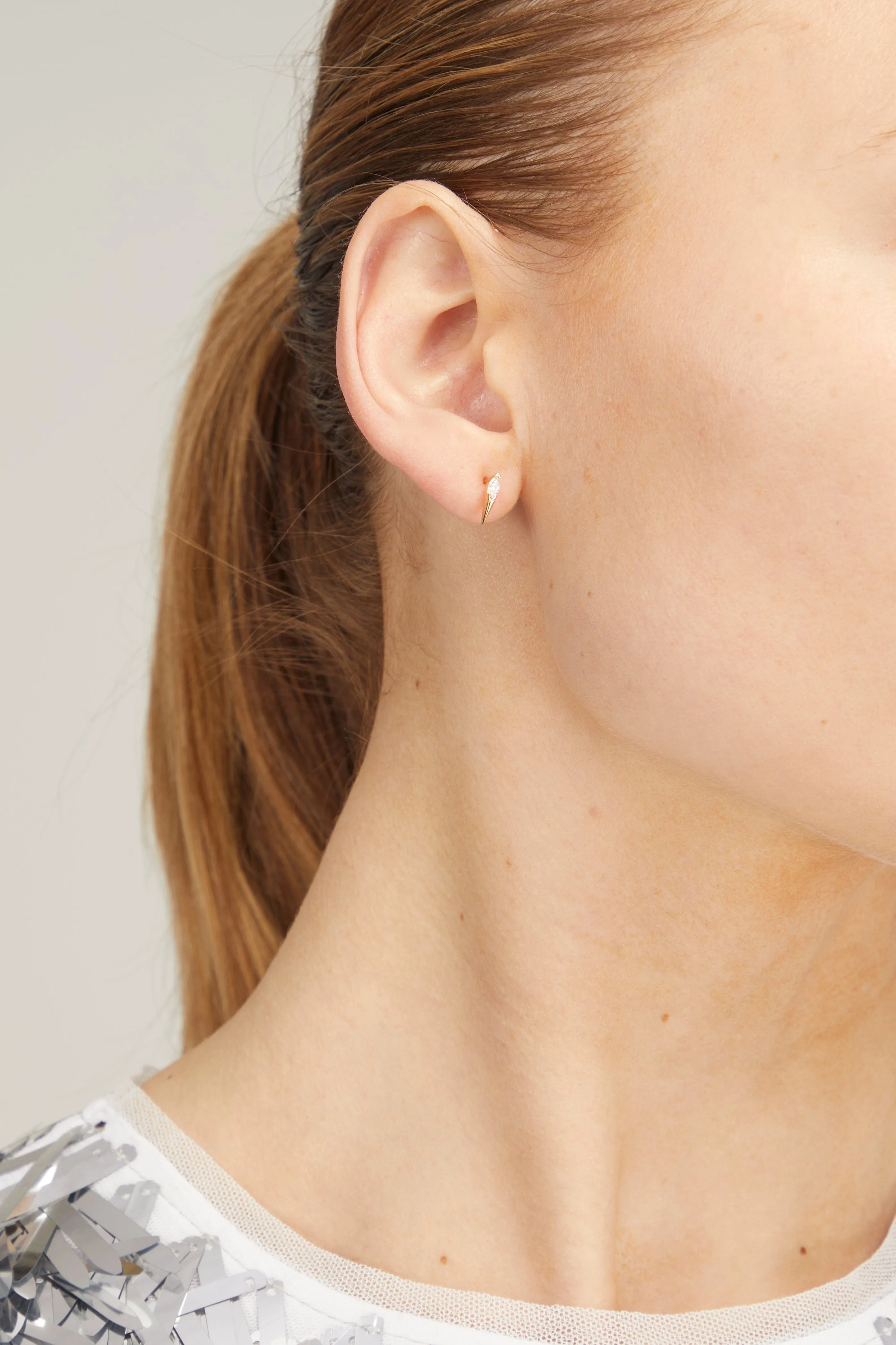 Diamond Dagger Single Stud in 14k Yellow Gold