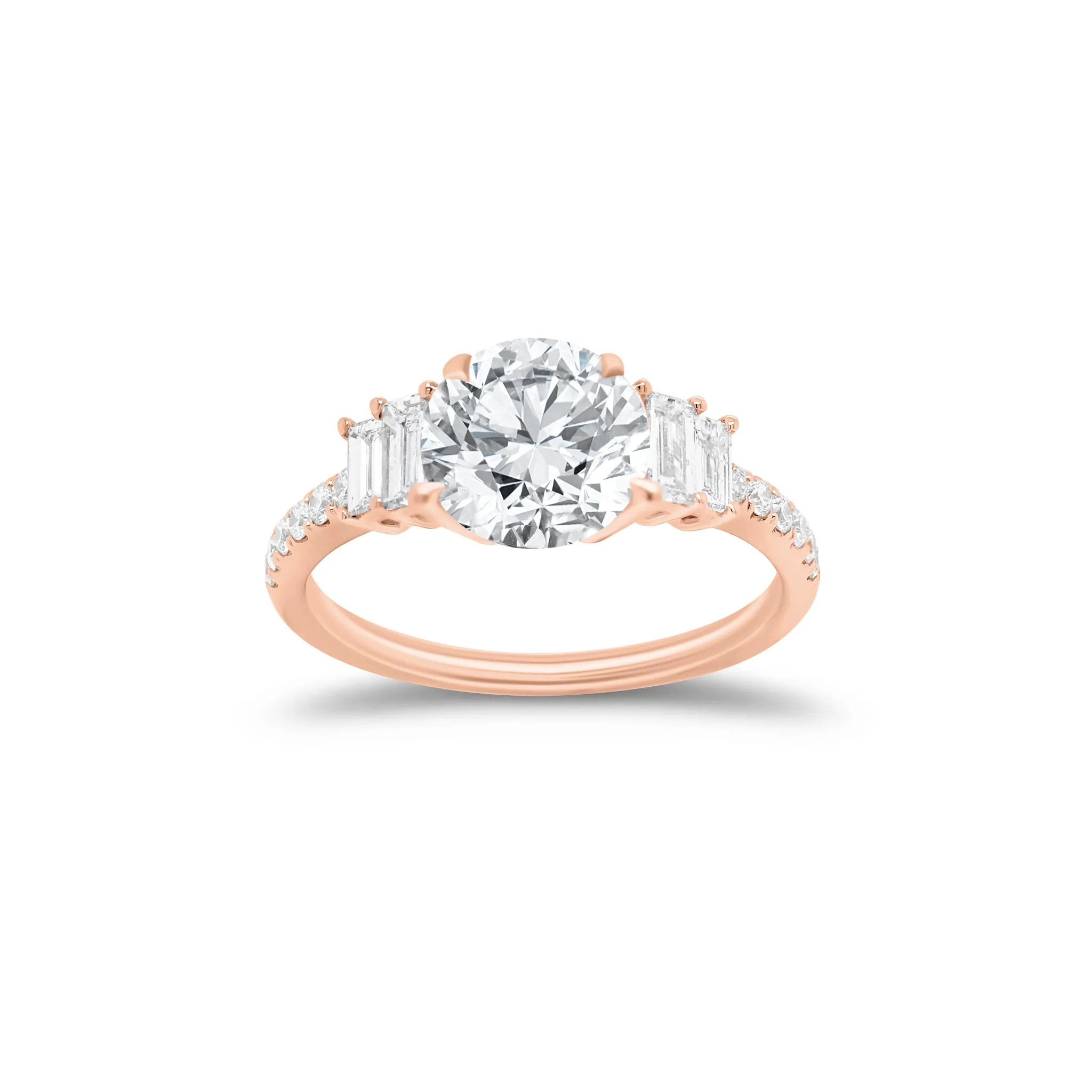 Diamond Engagement Ring with Baguette Side Stones