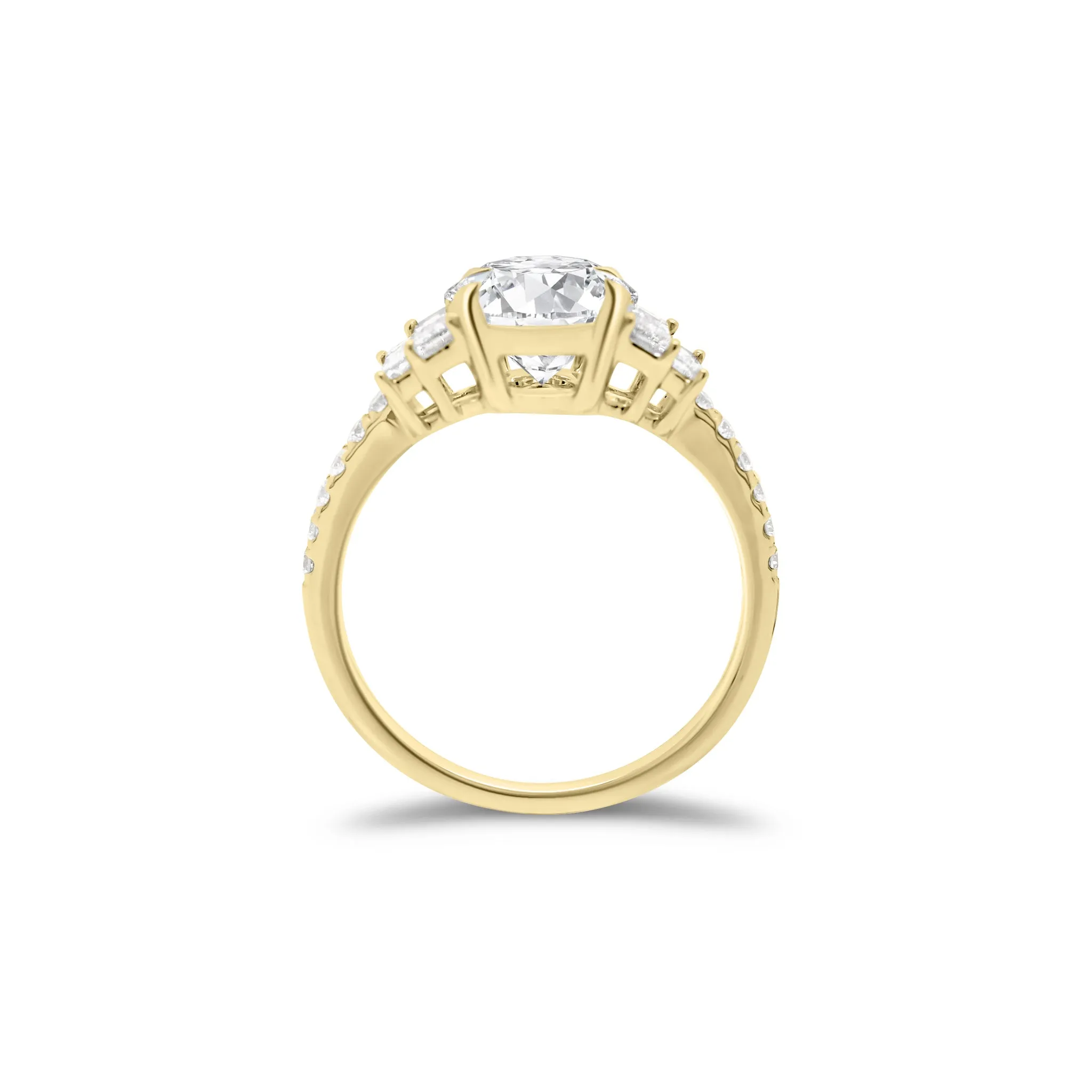 Diamond Engagement Ring with Baguette Side Stones