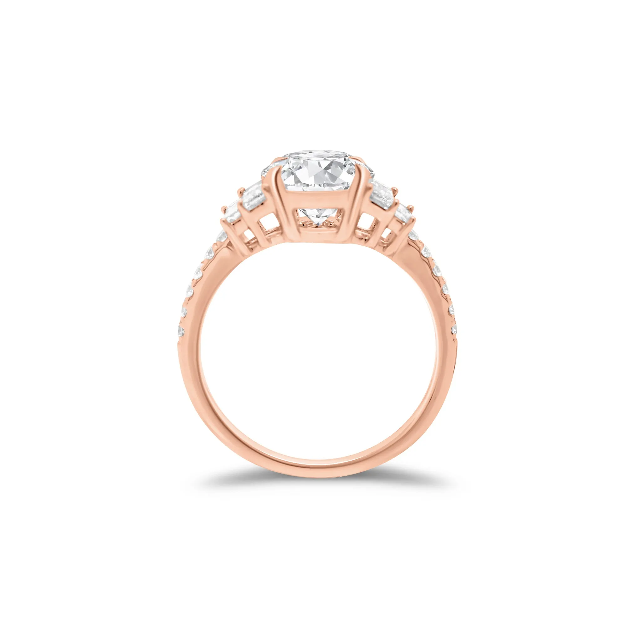 Diamond Engagement Ring with Baguette Side Stones