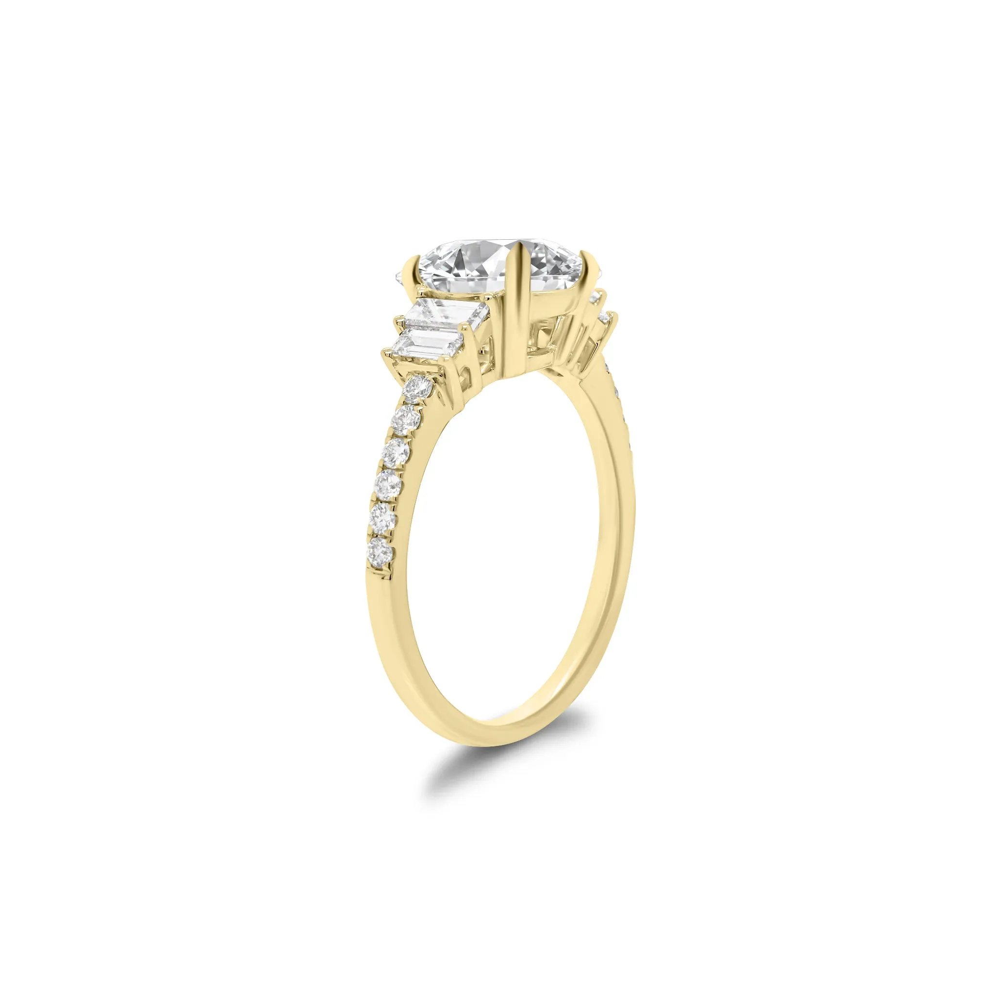 Diamond Engagement Ring with Baguette Side Stones