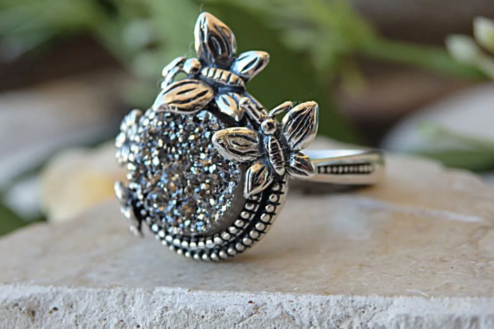 Druzy gemstone ring