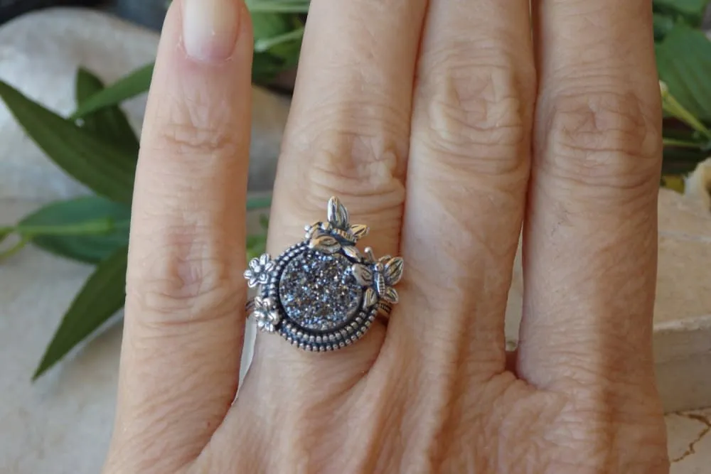 Druzy gemstone ring