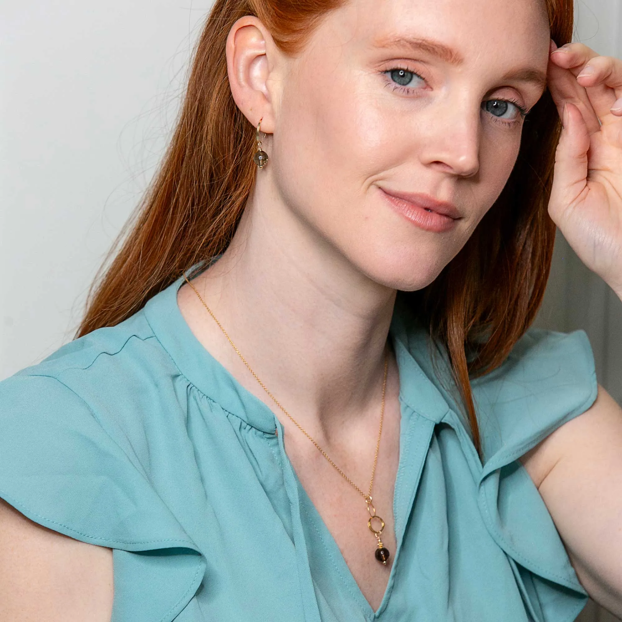 ella drop necklace with smoky quartz