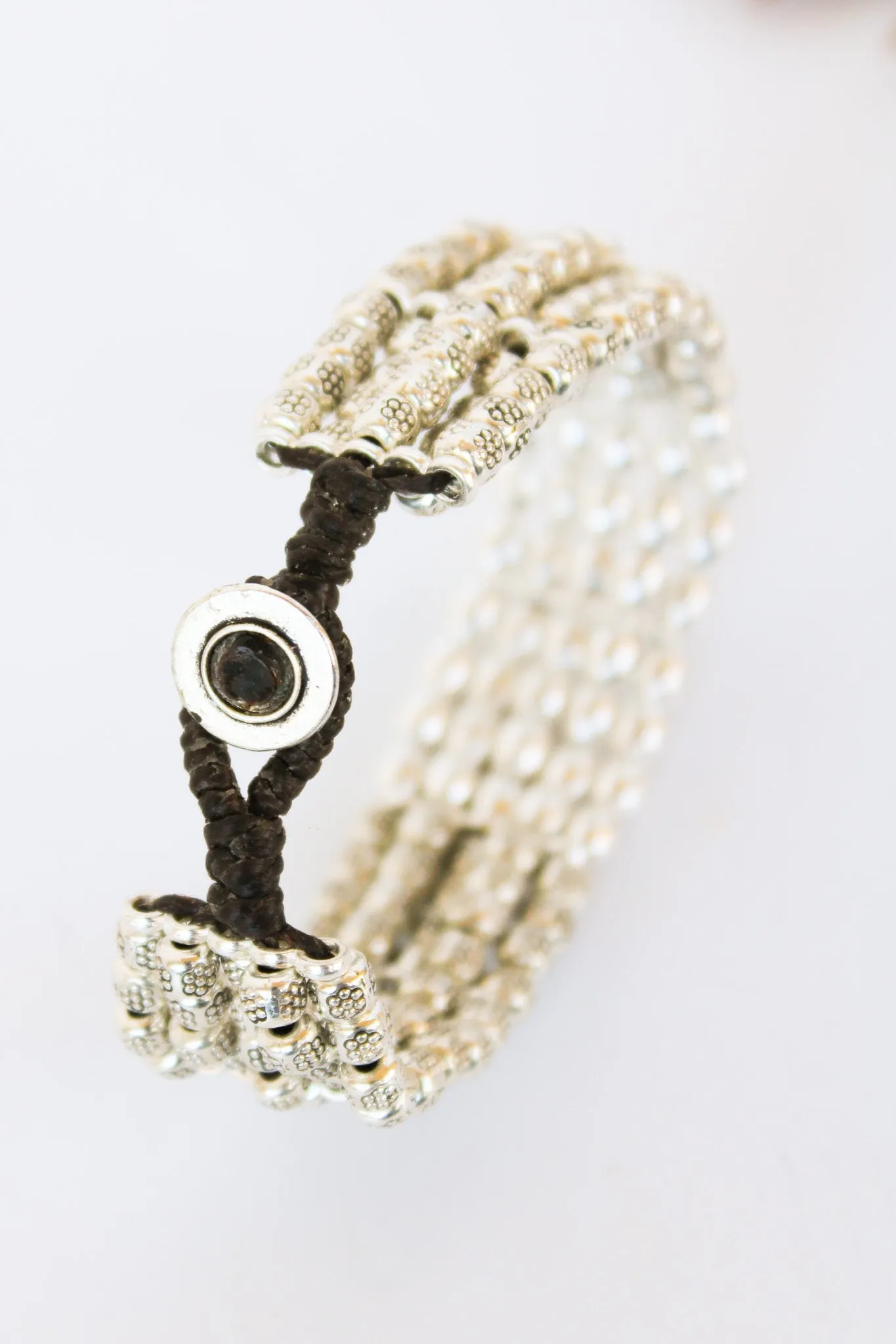Etched Square and Barrel Premium Alloy Bracelet