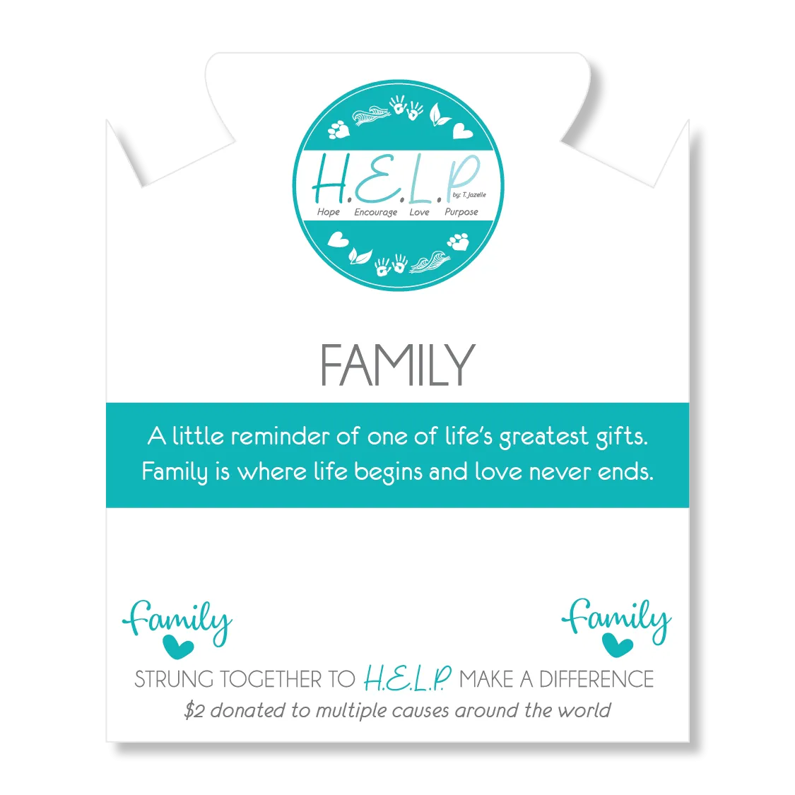 Family Charm with Azure Blue Jade Charity Bracelet