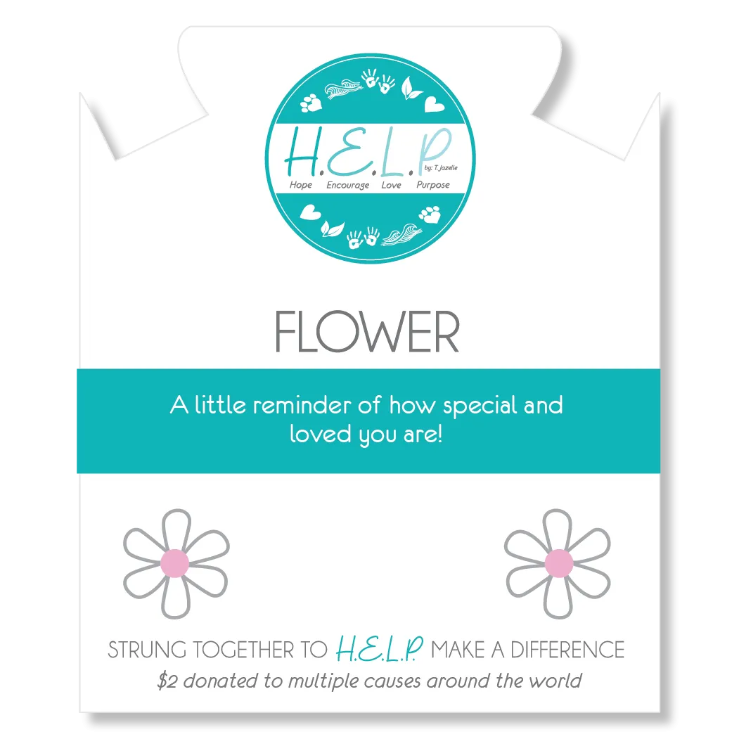 Flower Charm with Azure Blue Jade Charity Bracelet