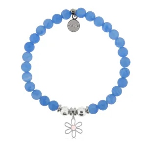 Flower Charm with Azure Blue Jade Charity Bracelet