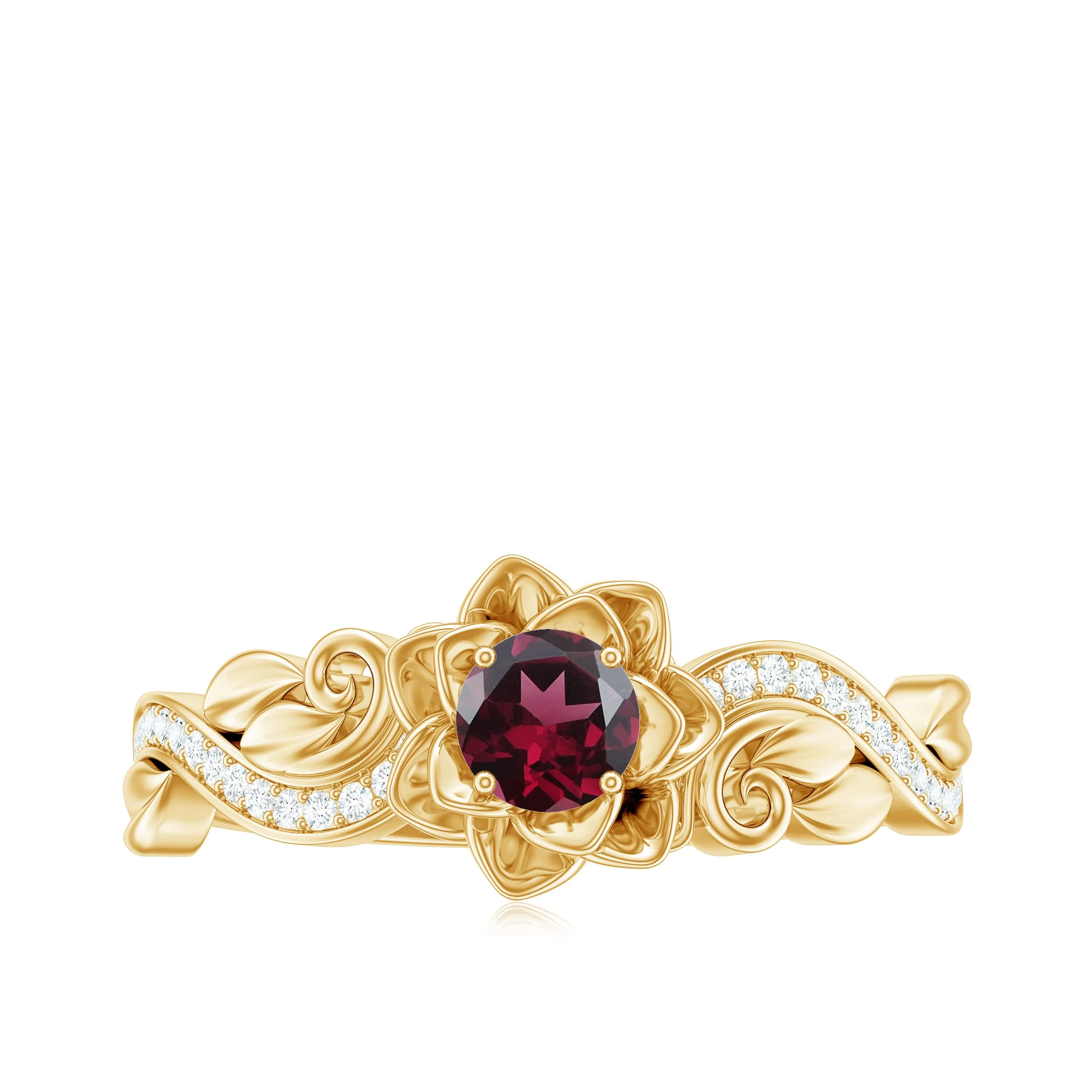Flower Inspired Rhodolite and Diamond Engagement Ring