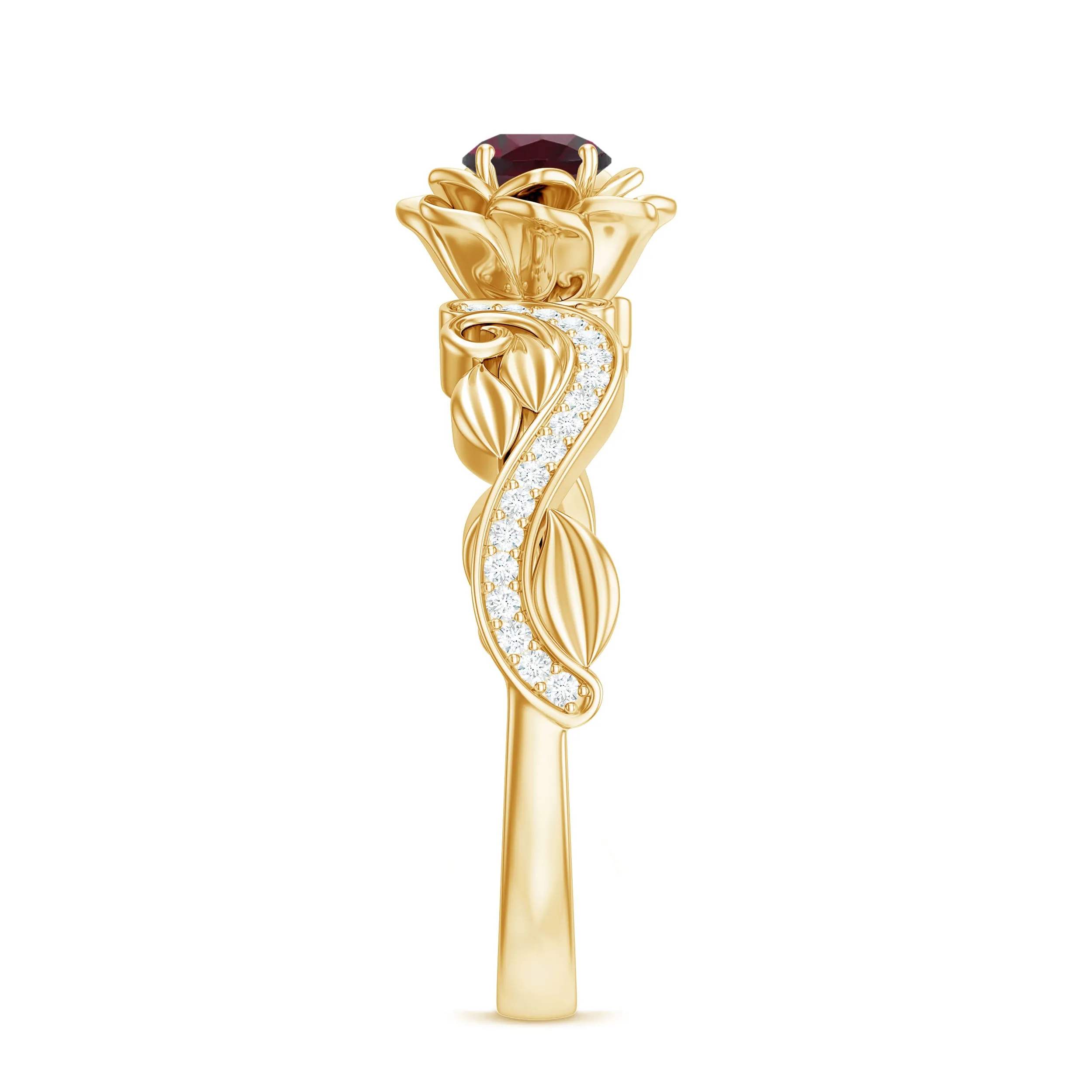 Flower Inspired Rhodolite and Diamond Engagement Ring