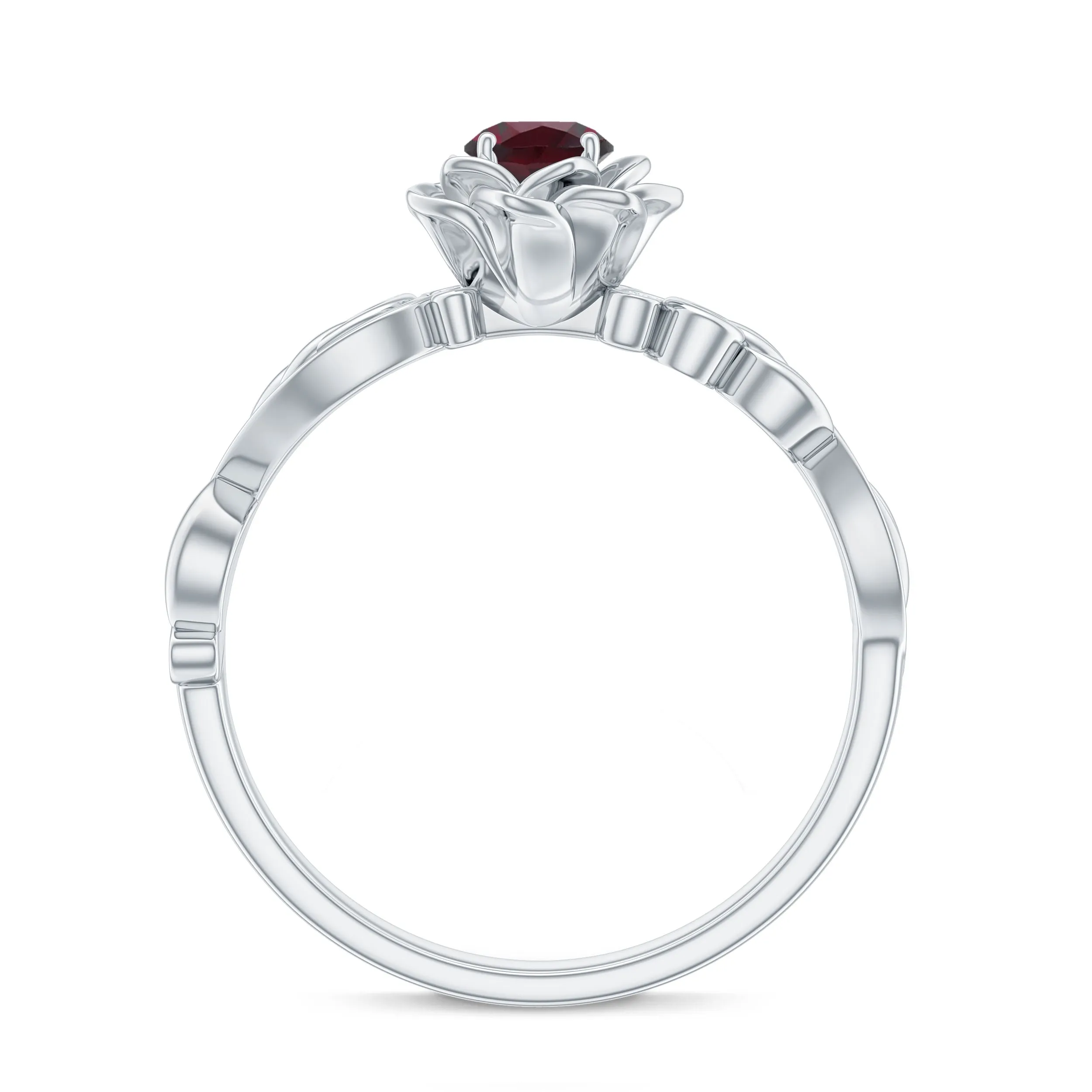 Flower Inspired Rhodolite and Diamond Engagement Ring