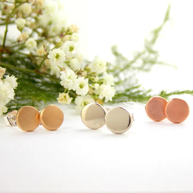Gold Disc Nugget Stud Earrings