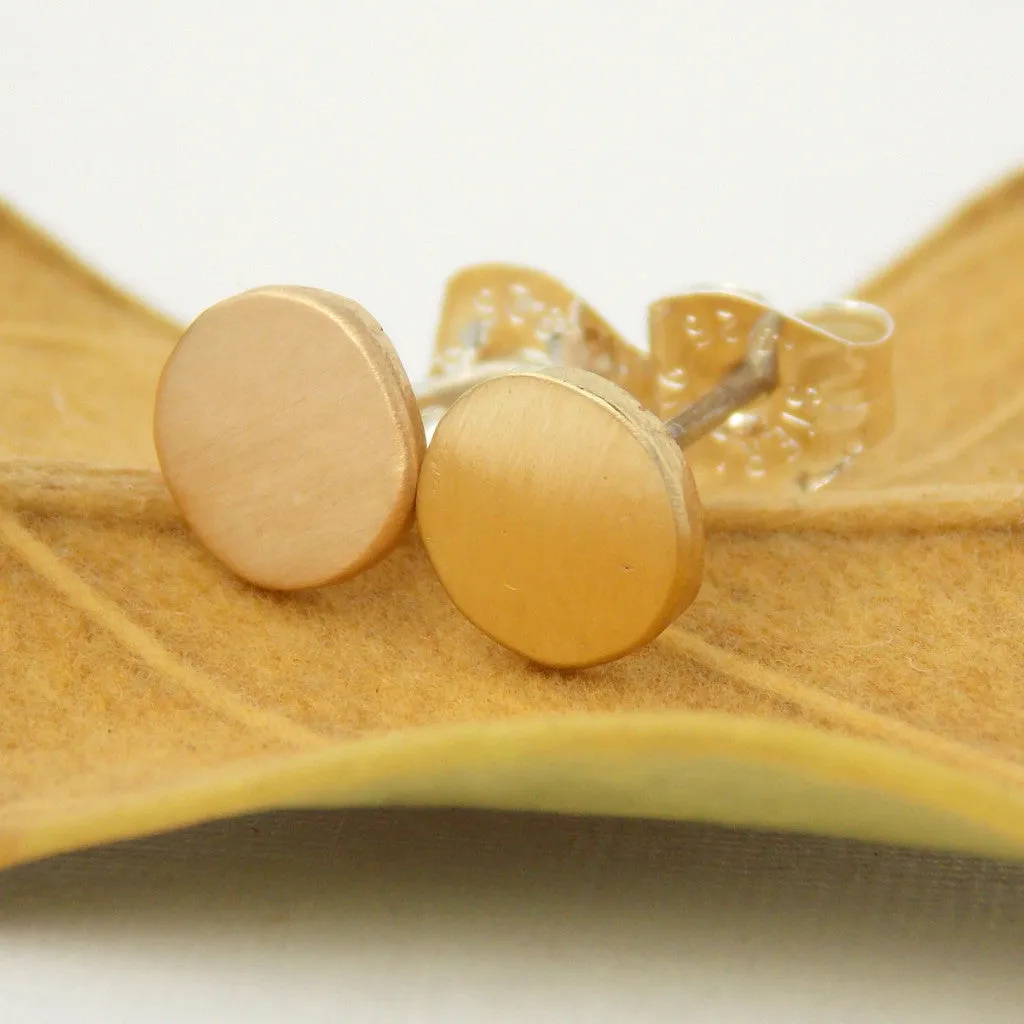 Gold Disc Nugget Stud Earrings