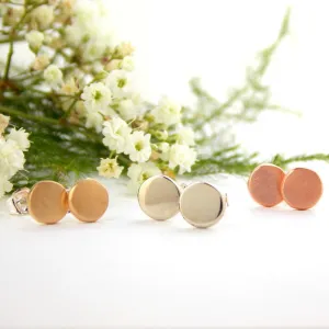 Gold Disc Nugget Stud Earrings