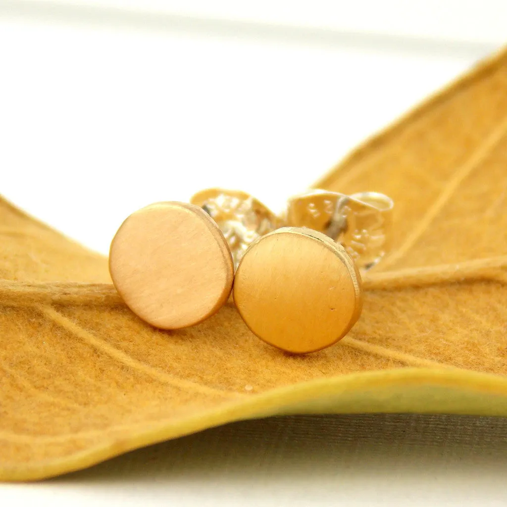 Gold Disc Nugget Stud Earrings