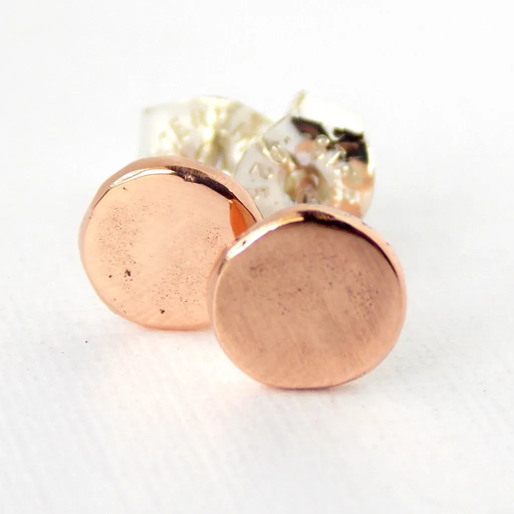 Gold Disc Nugget Stud Earrings