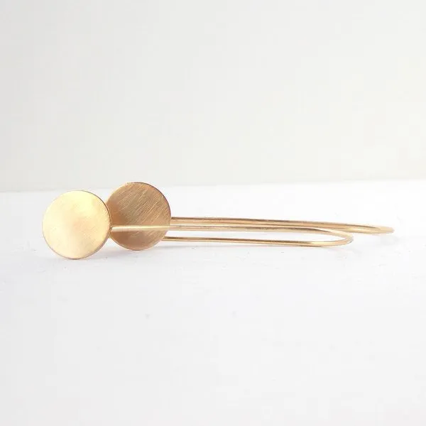 Gold-filled Disc Pendulum Earrings, Yellow or Rose Gold-filled Modern Earrings, Circle Minimalist Threader Earrings