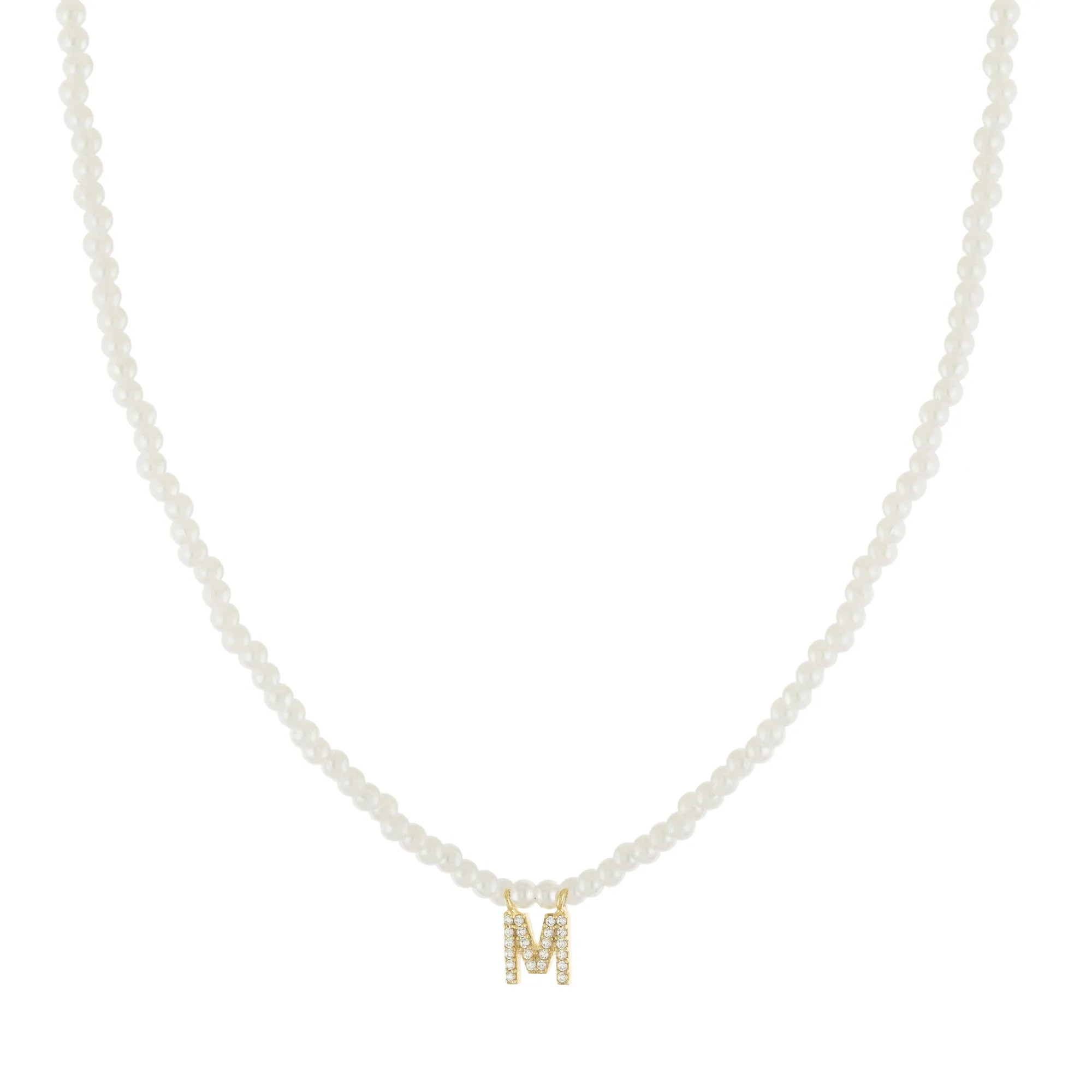 Gold Initial Pearl Necklace