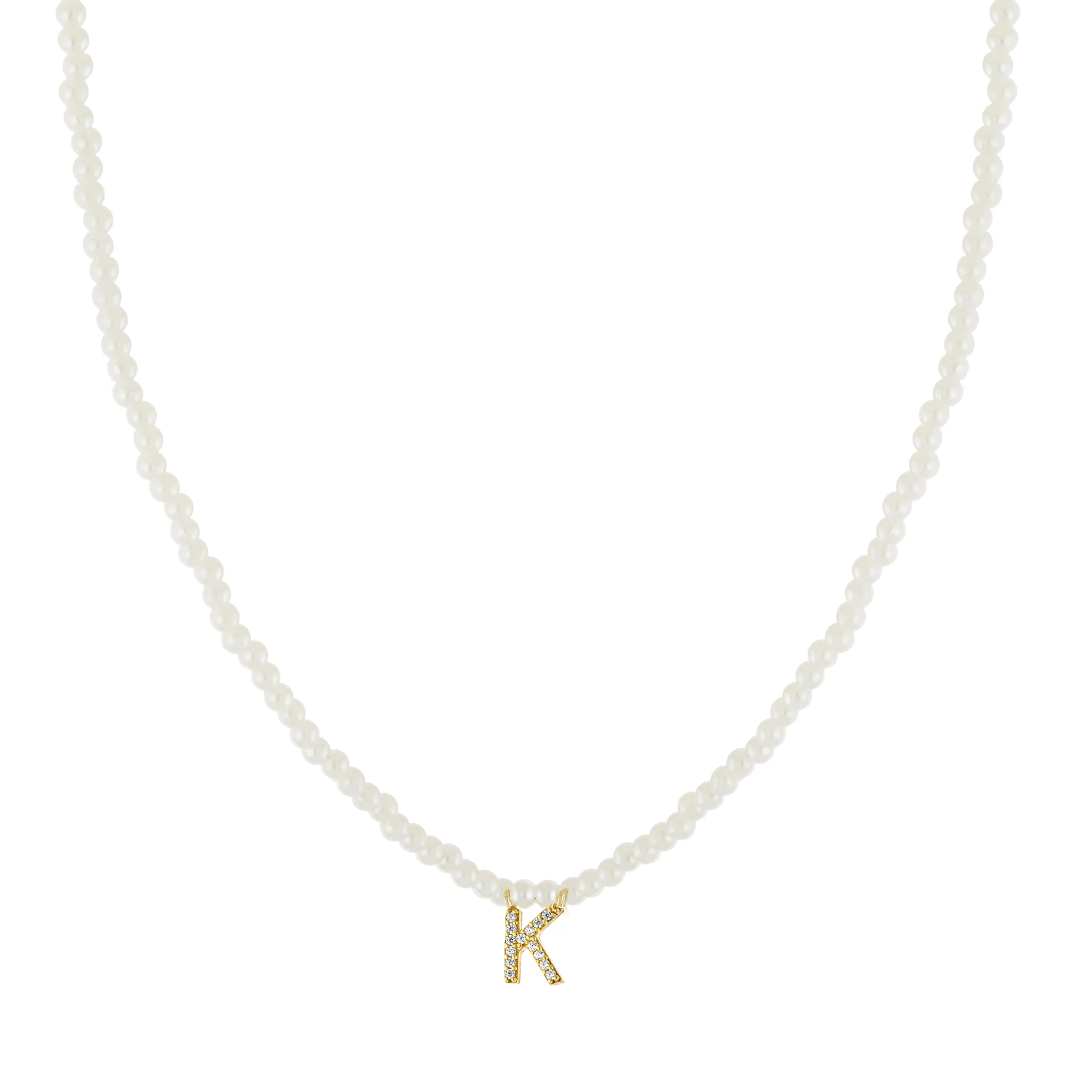 Gold Initial Pearl Necklace