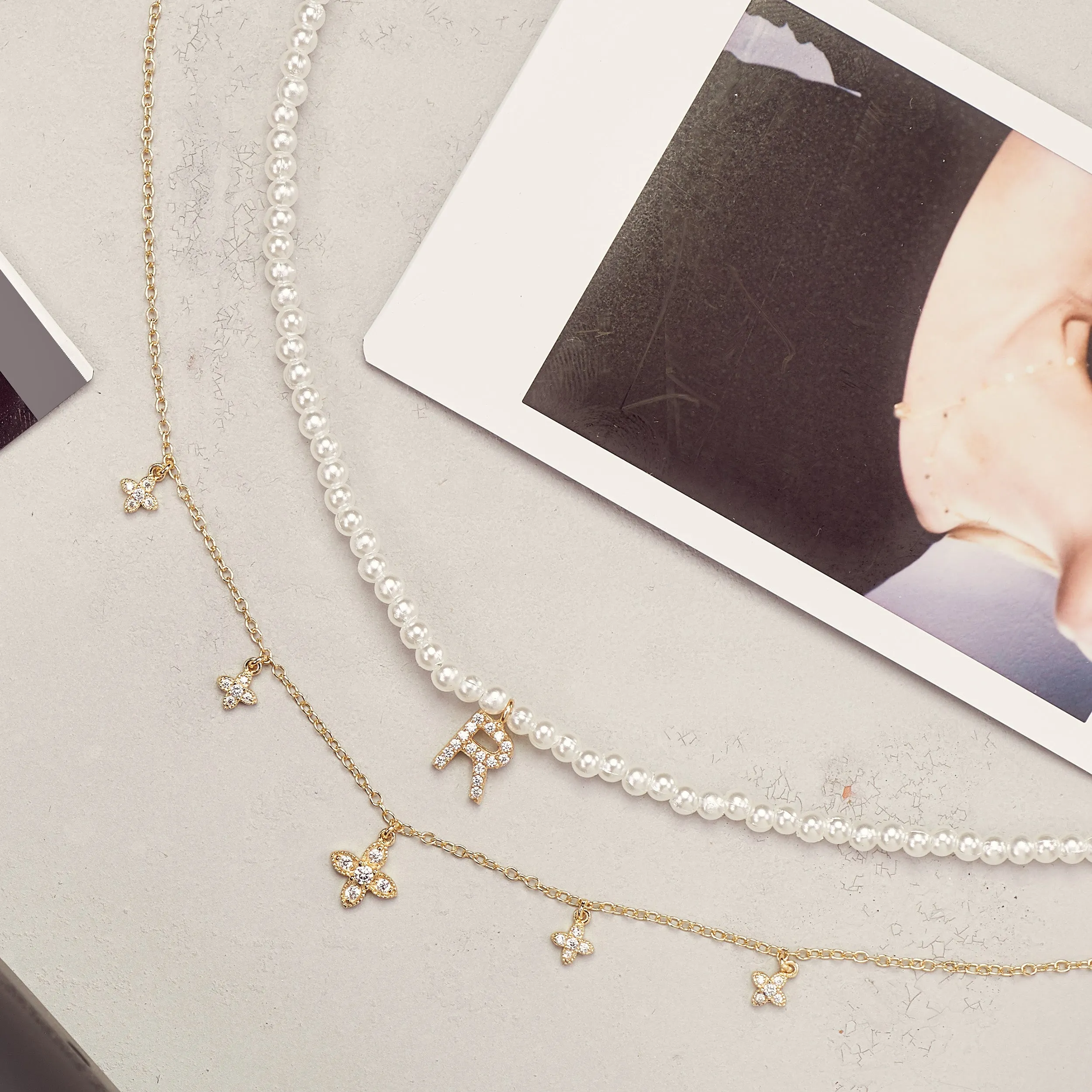 Gold Initial Pearl Necklace