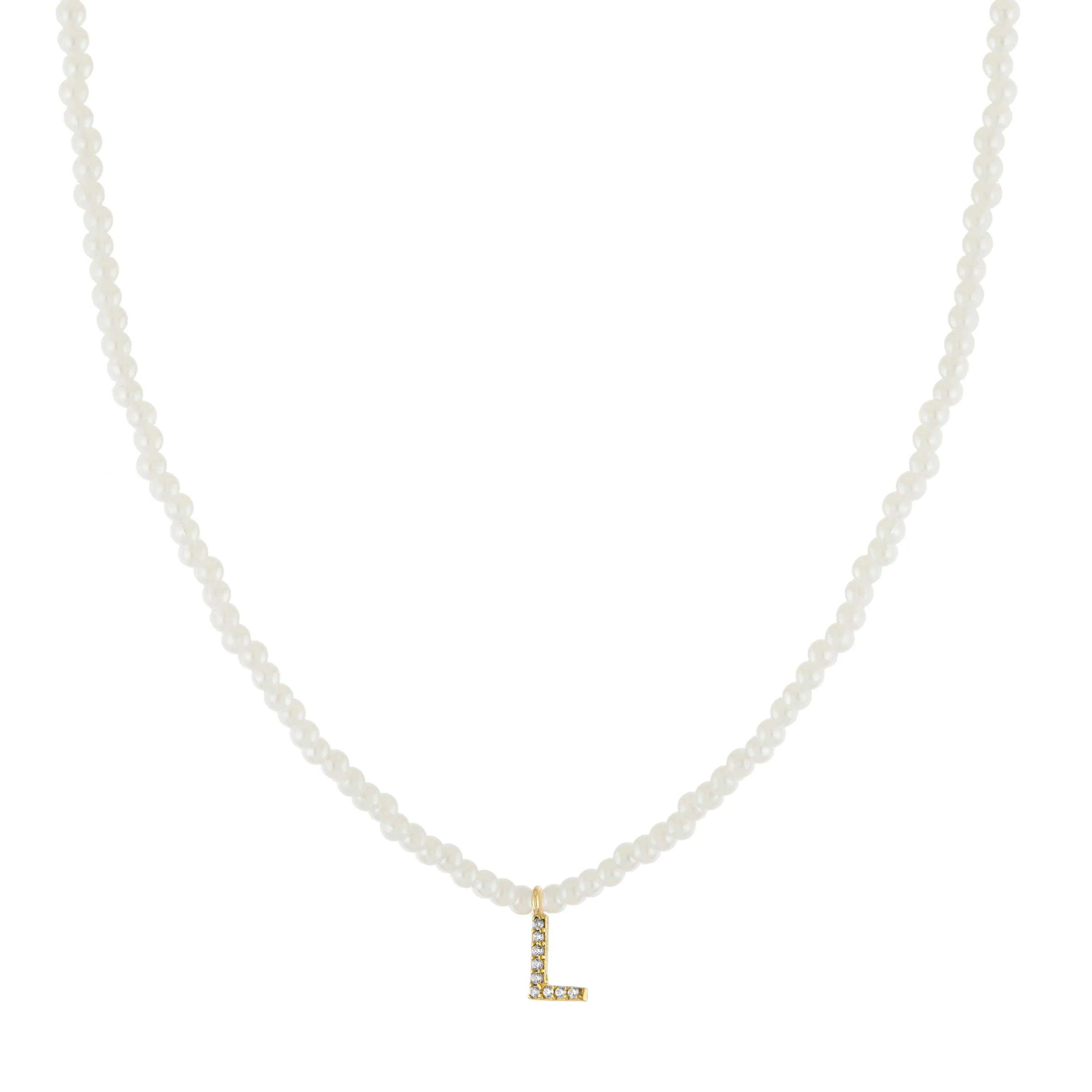 Gold Initial Pearl Necklace