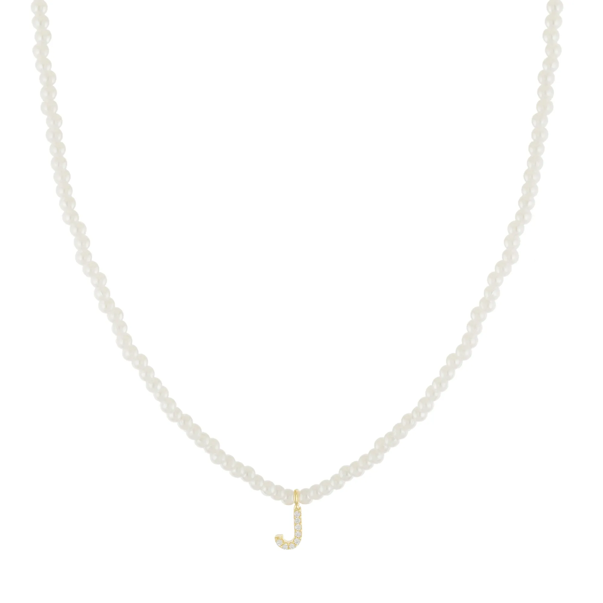 Gold Initial Pearl Necklace