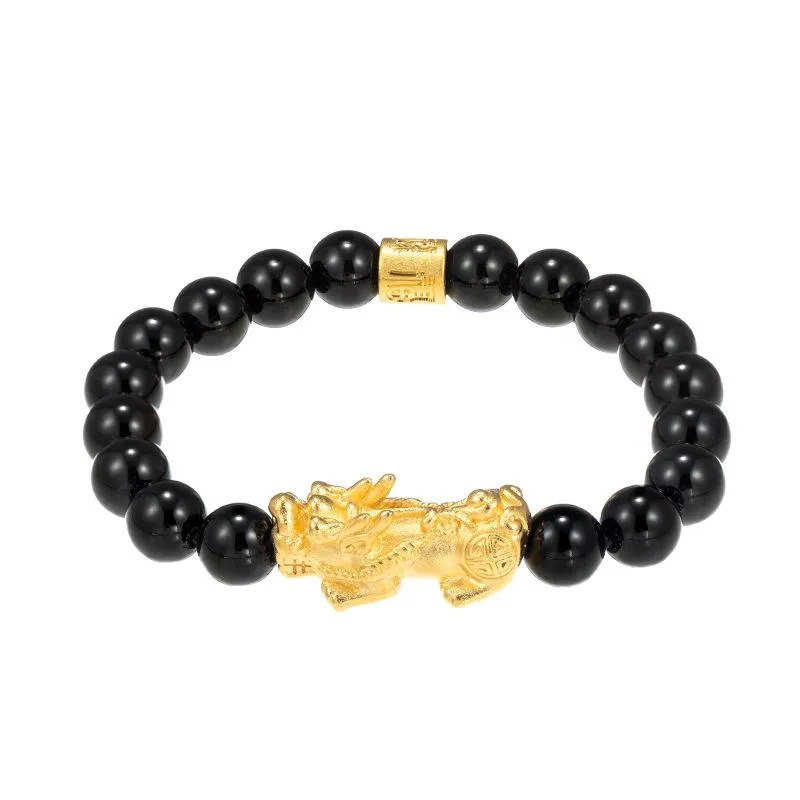 Gold Pixiu Garnet Beads Feng Shui Wealth Bracelet 2021 New Edition