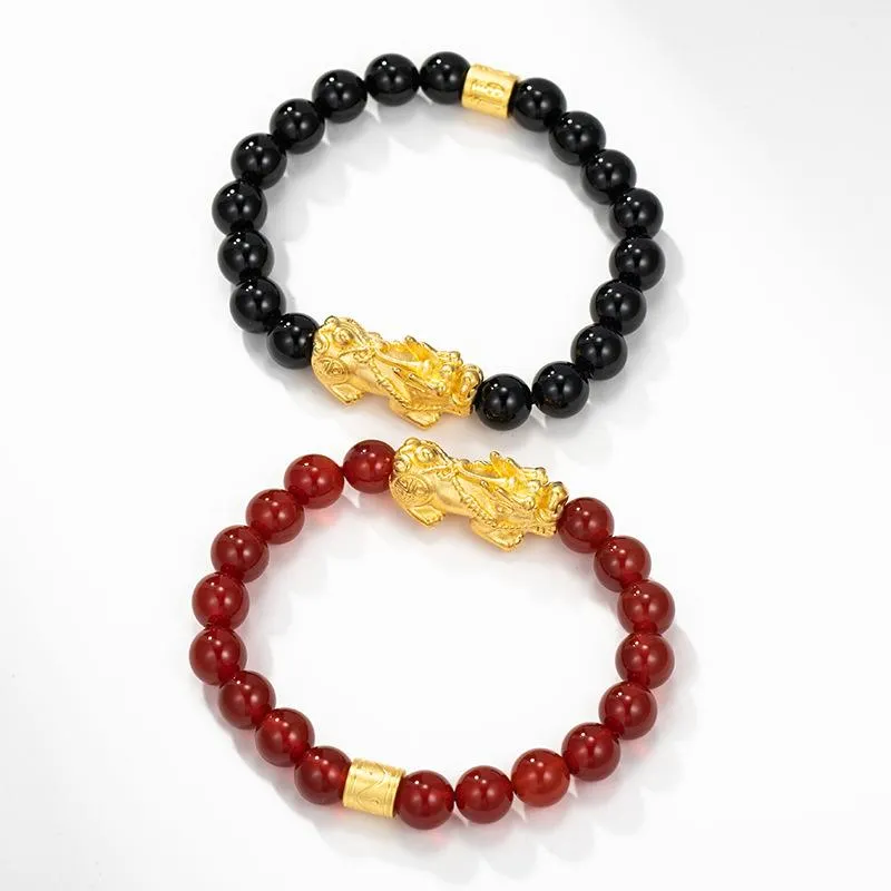 Gold Pixiu Garnet Beads Feng Shui Wealth Bracelet 2021 New Edition