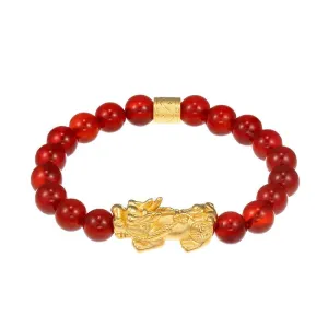 Gold Pixiu Garnet Beads Feng Shui Wealth Bracelet 2021 New Edition