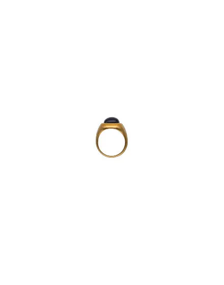 Gold plated silver signet ring. Squared black pearl of 10x10mm for men and women. ZALE Collection