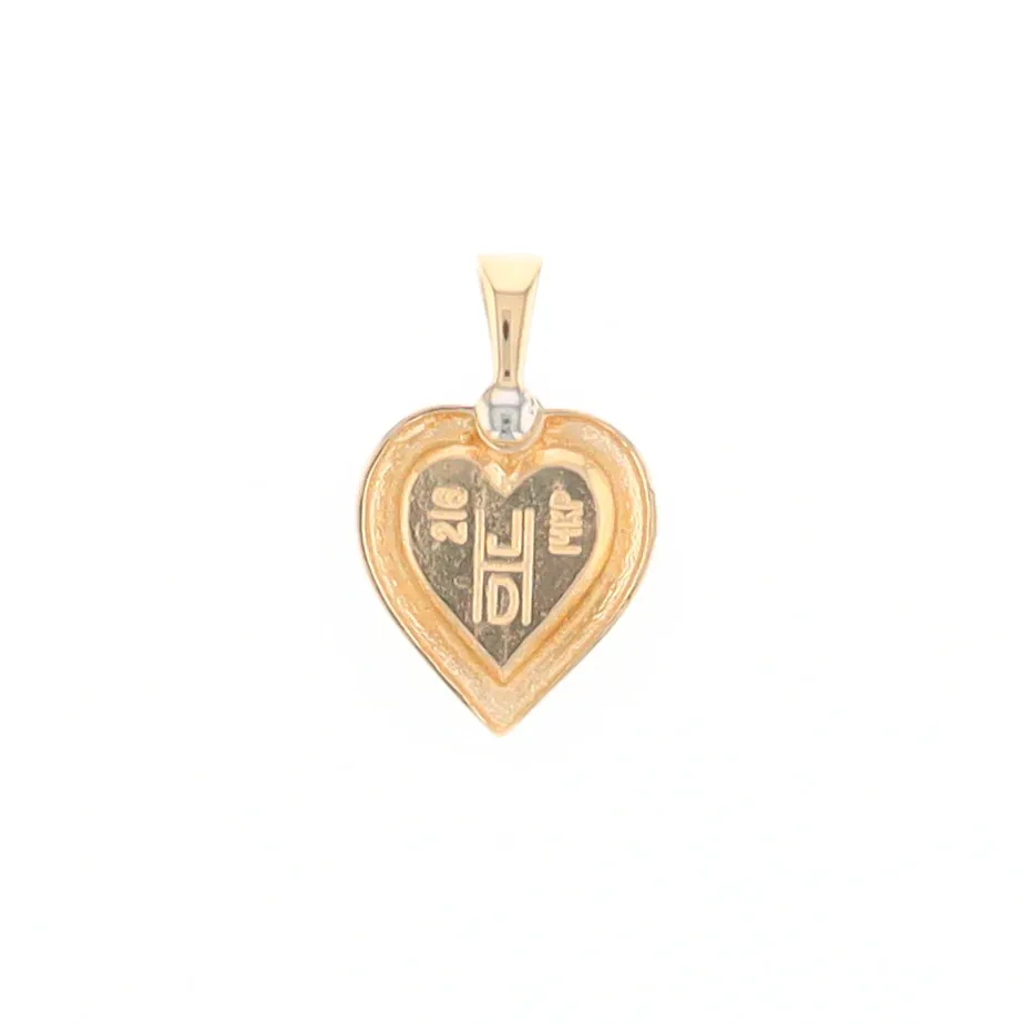 Gold Quartz Heart Shape Inlaid Pendant with .02ct Diamond