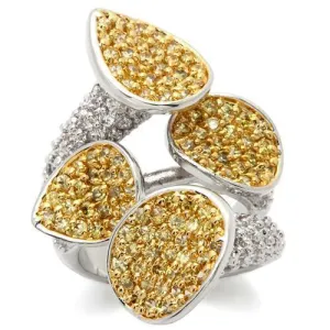 Gold Rhodium Brass Ring with AAA Grade CZ in Topaz for Women Style LOA937