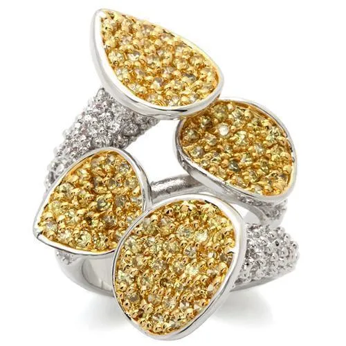 Gold Rhodium Brass Ring with AAA Grade CZ in Topaz for Women Style LOA937