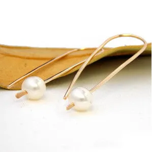 Golden Pearl Pendulum Earrings - 14k Gold-filled
