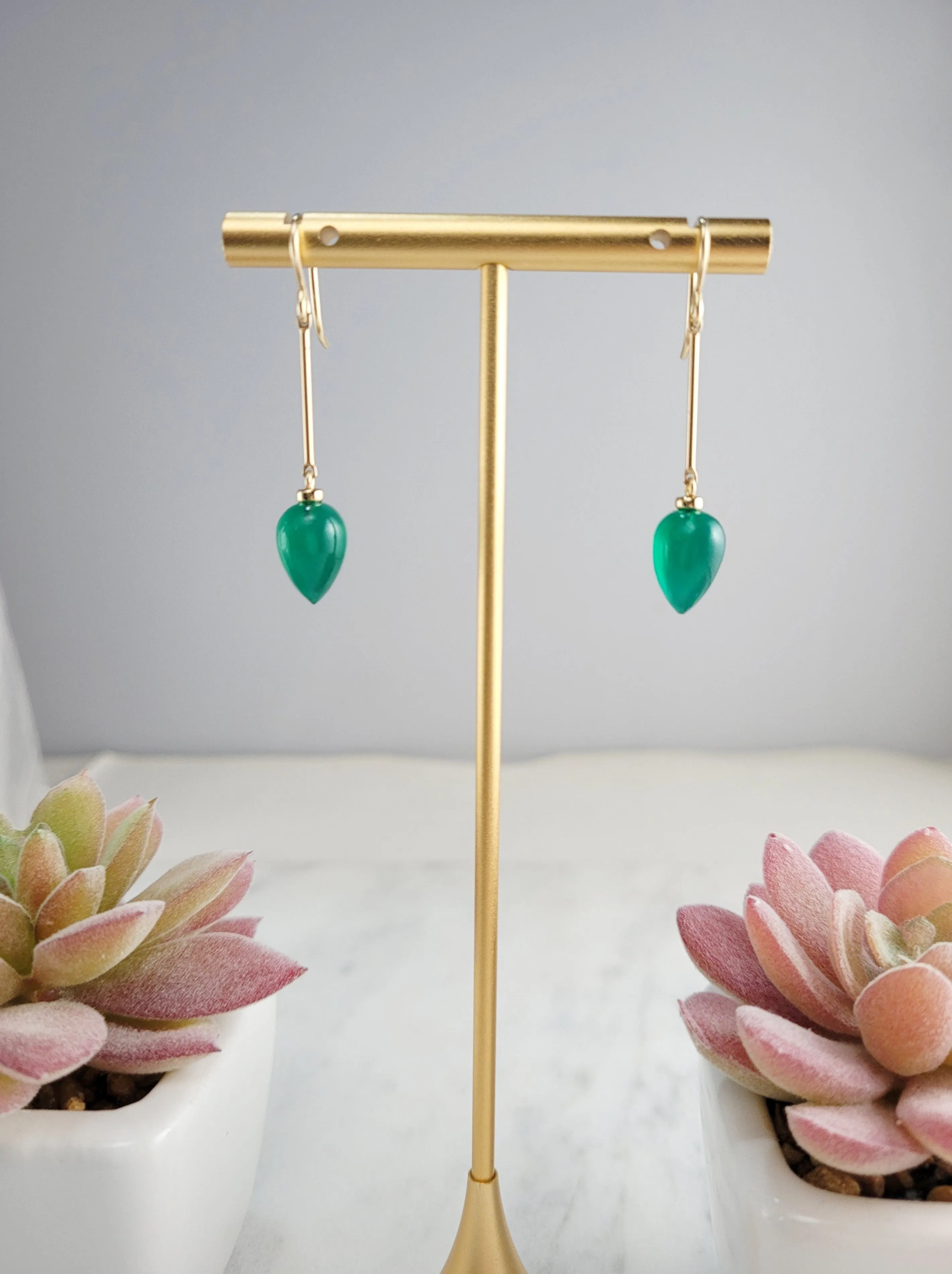 Green Onyx Drop Earrings