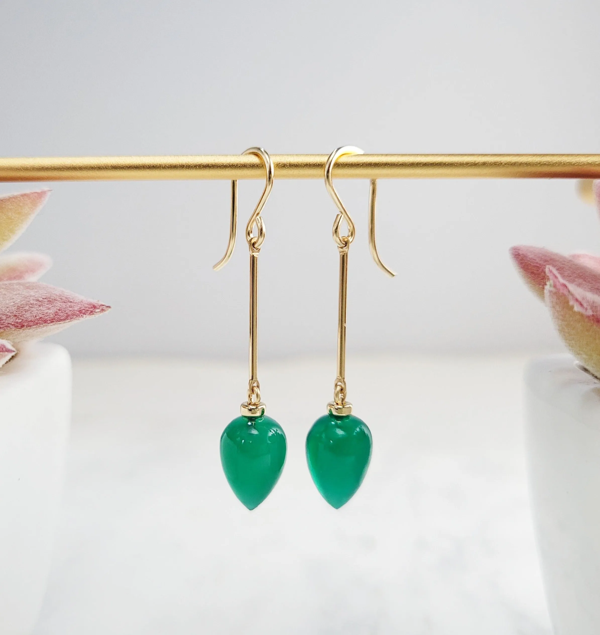 Green Onyx Drop Earrings